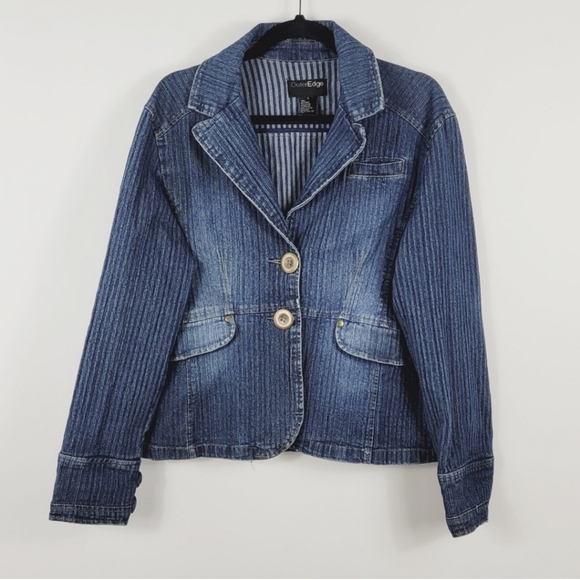 OUTER EDGE Vintage Button Front Blue Jacket Large - Picture 2 of 8